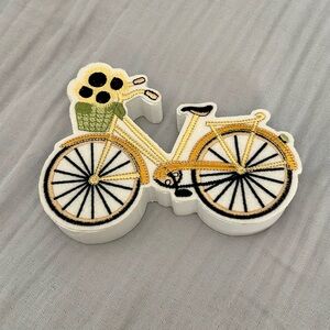 (Bundle 3 for $15) Yellow Bicycle Embroidered Patch Shelf Decor
